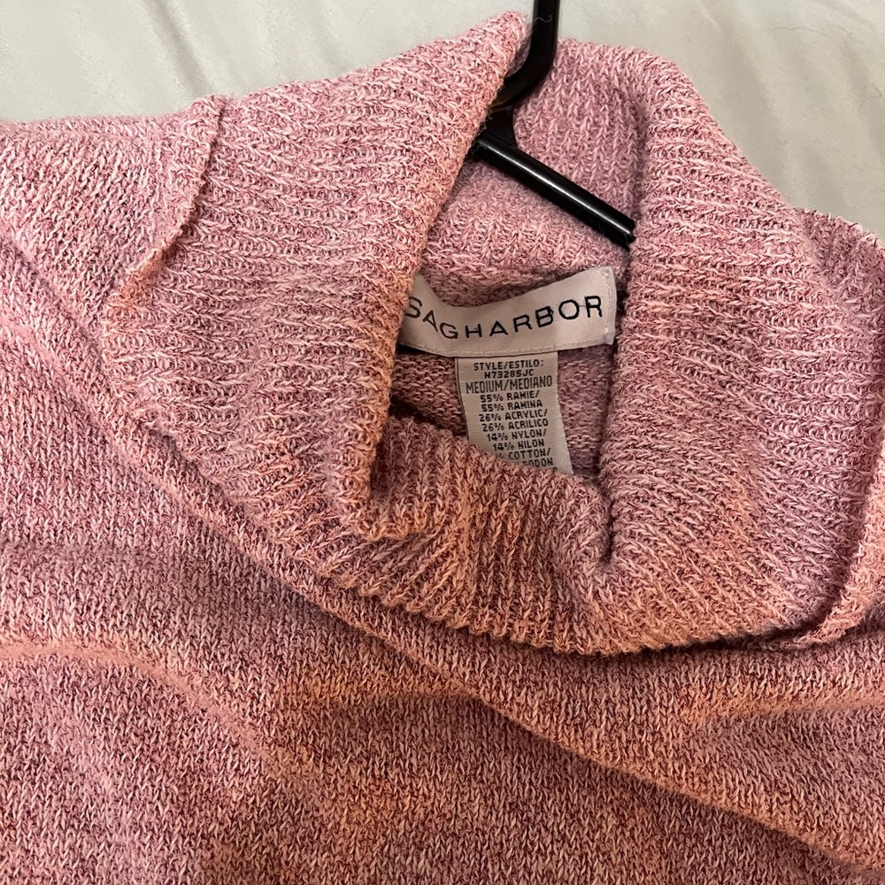 Sag Harbor Dusty Rose Cowl Neck Sweater